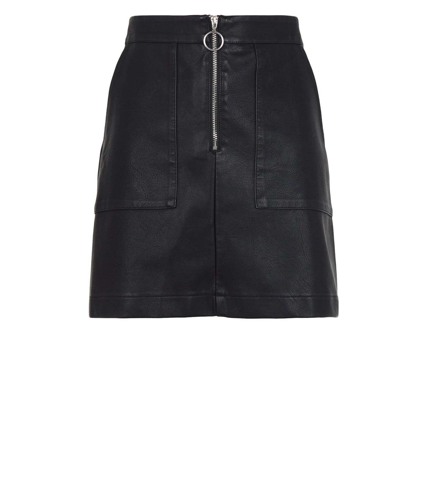 Girls Black Coated Leather-Look Zip Skirt Image 4