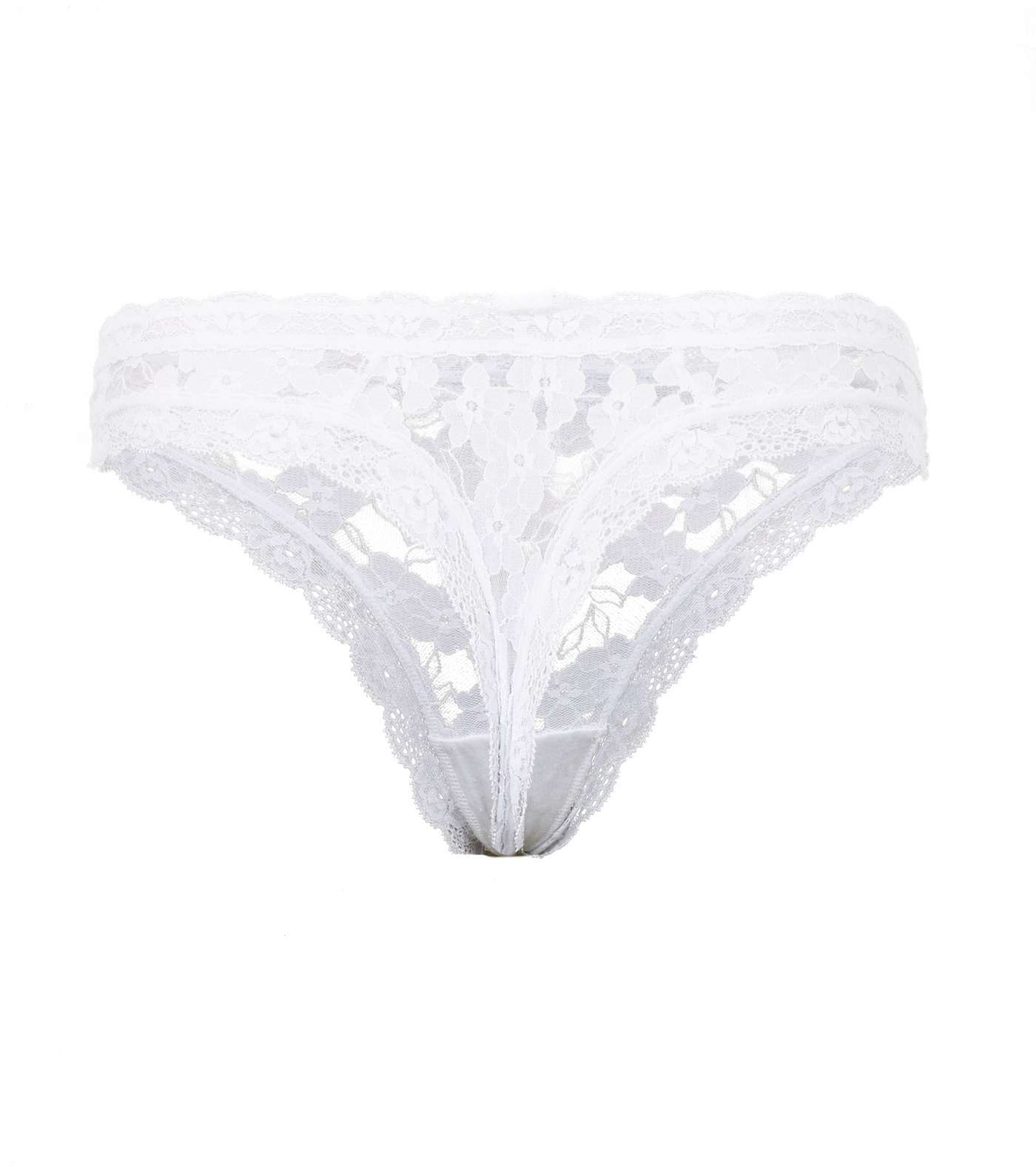 White Lace Thong Image 3