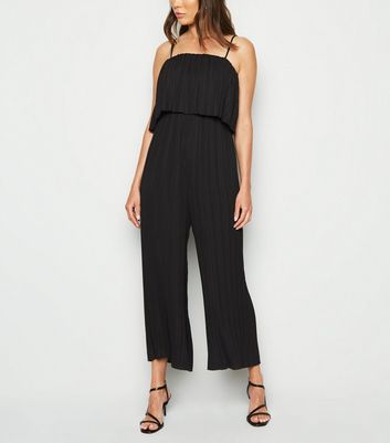 black pleated playsuit