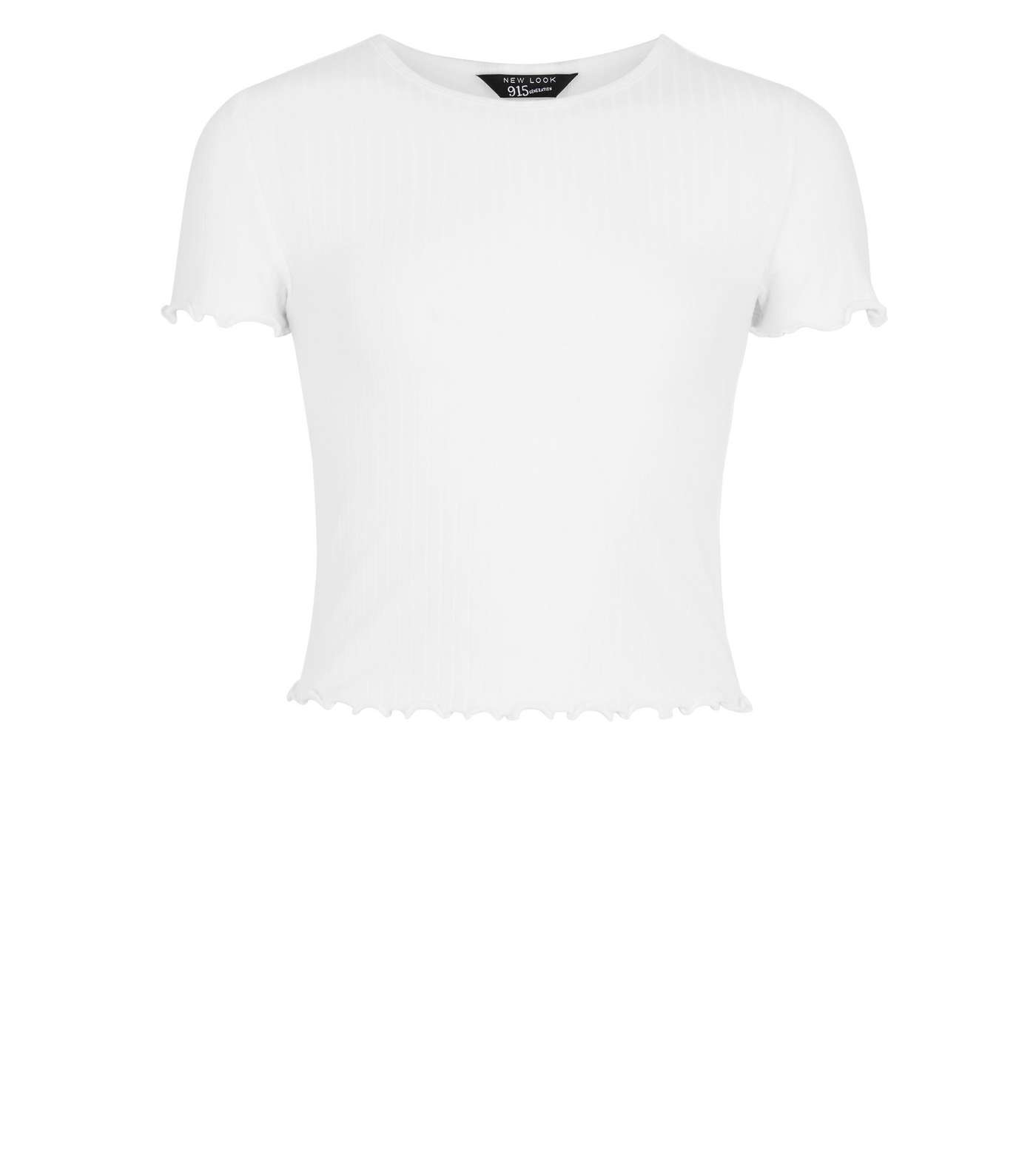 Girls White Ribbed Frill T-Shirt Image 4