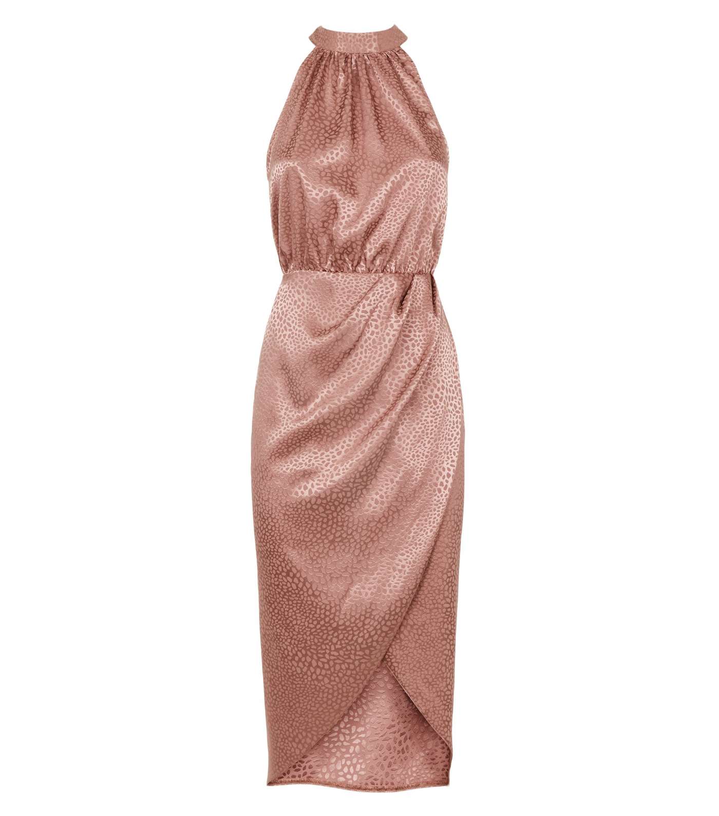 Pale Pink Satin Leopard Jacquard Midi Dress Image 4