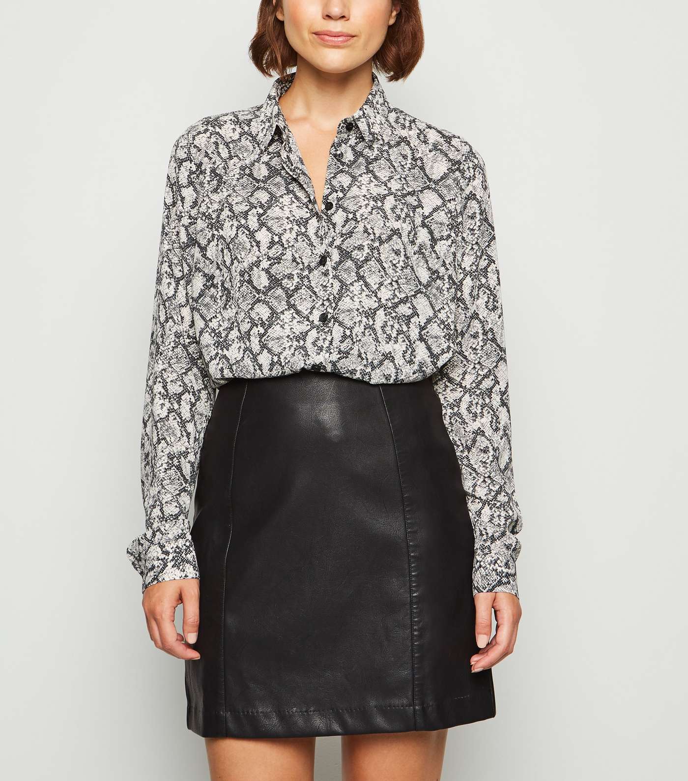 Tall Black Leather-Look Mini Skirt Image 2