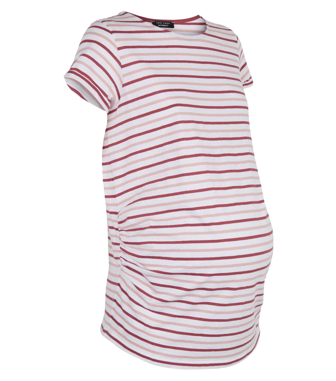 Maternity White Multi Stripe T-Shirt Image 4
