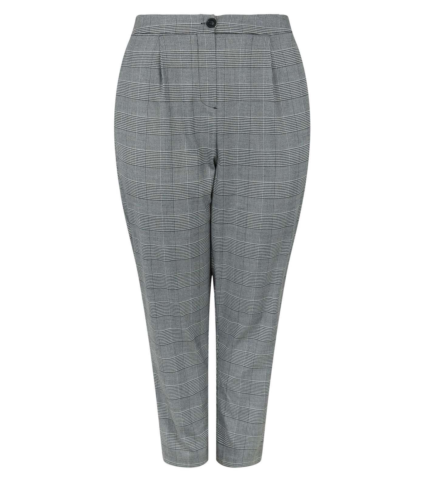 Curves Black Prince of Wales Check Trousers Image 4