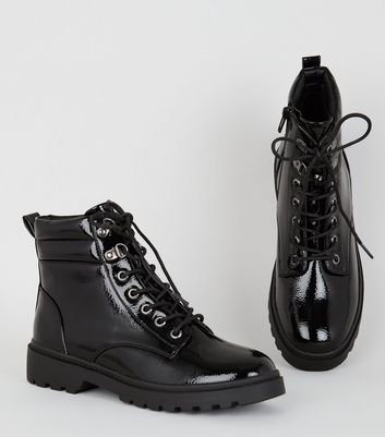 patent leather hiking boots