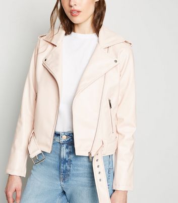 pastel pink leather jacket