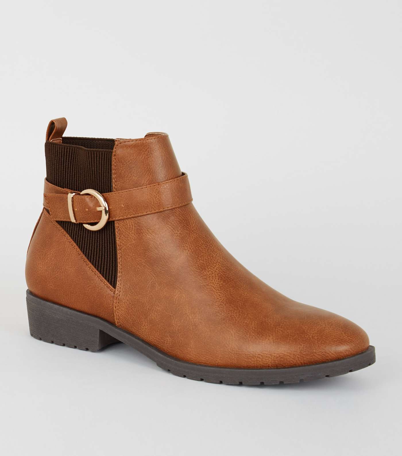 Tan Leather-Look Chelsea Boots