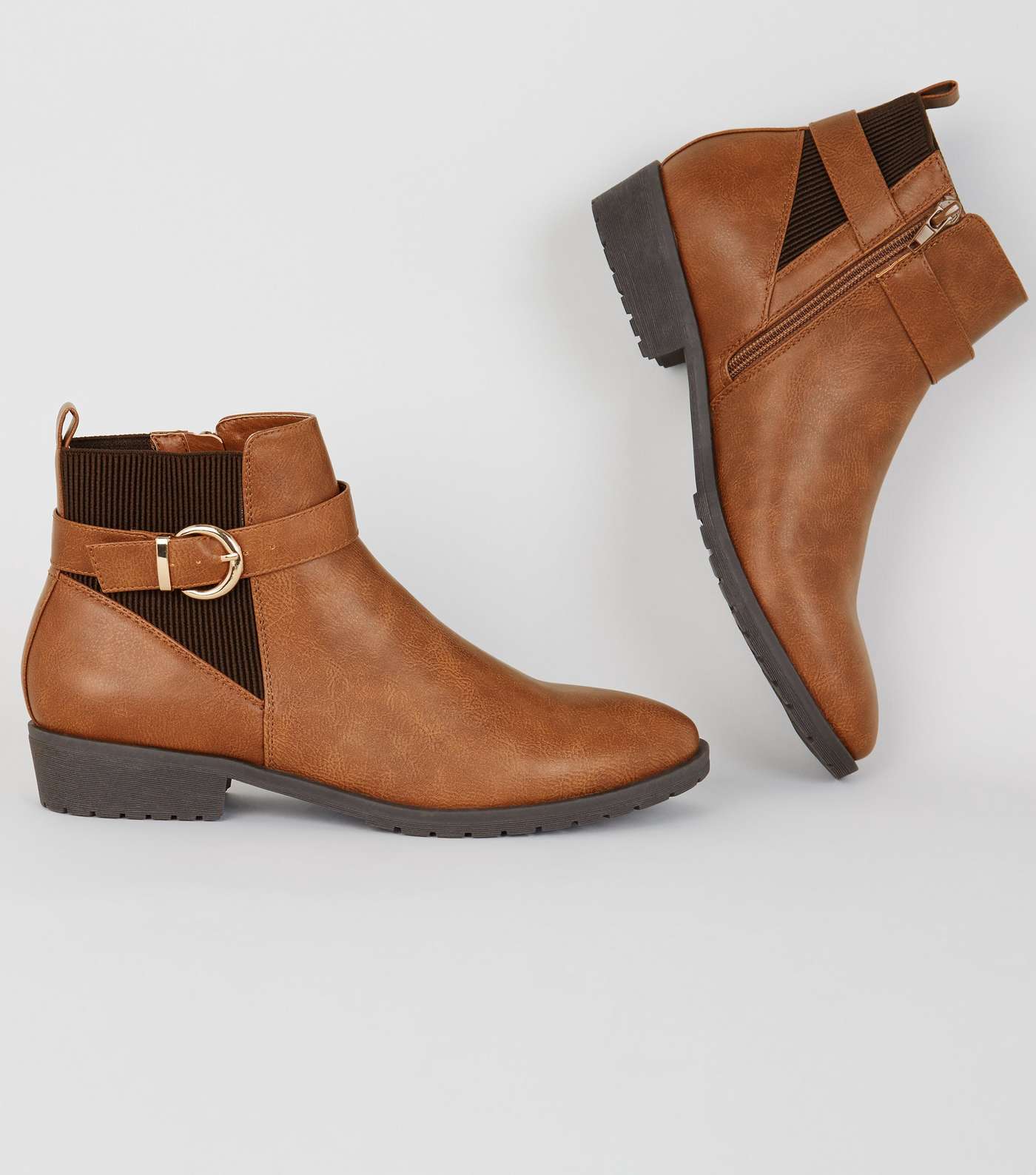 Tan Leather-Look Chelsea Boots Image 3