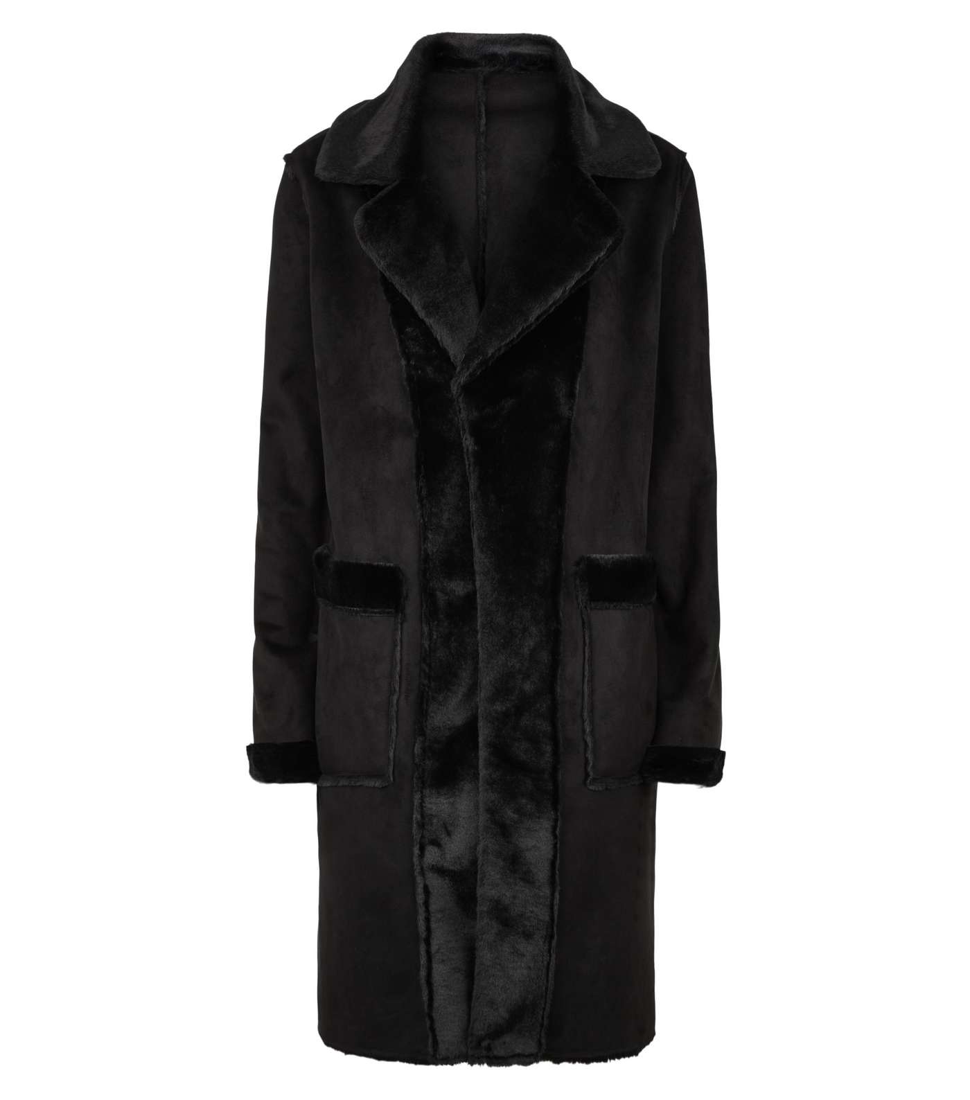 Blue Vanilla Black Reversible Faux Fur Coat Image 5