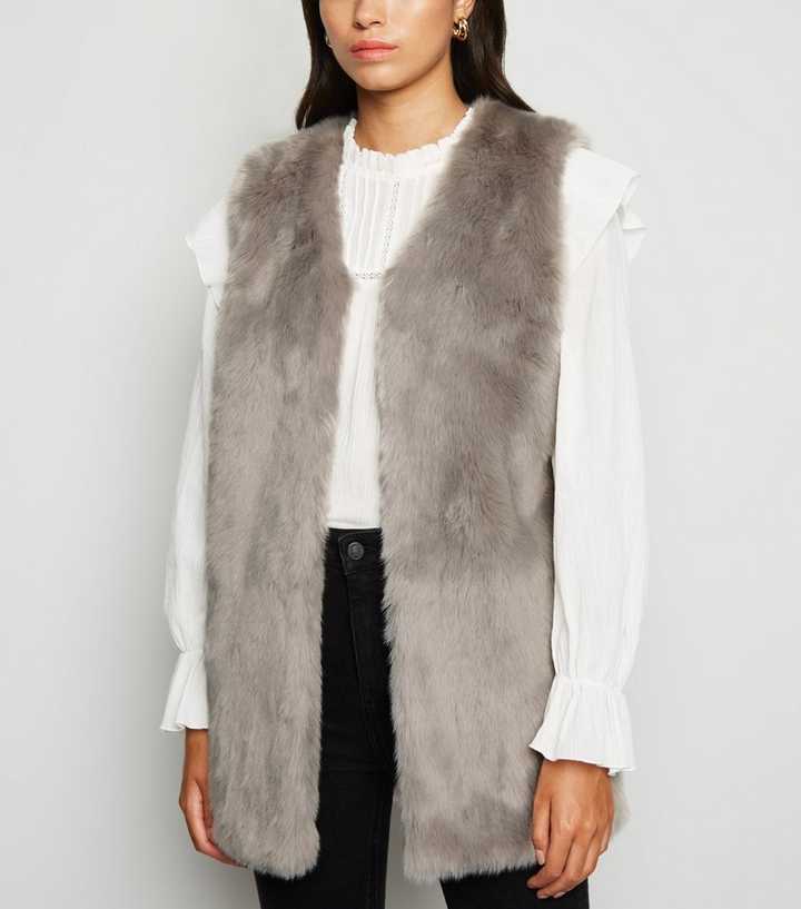 Dark Grey Faux Fur Gilet
