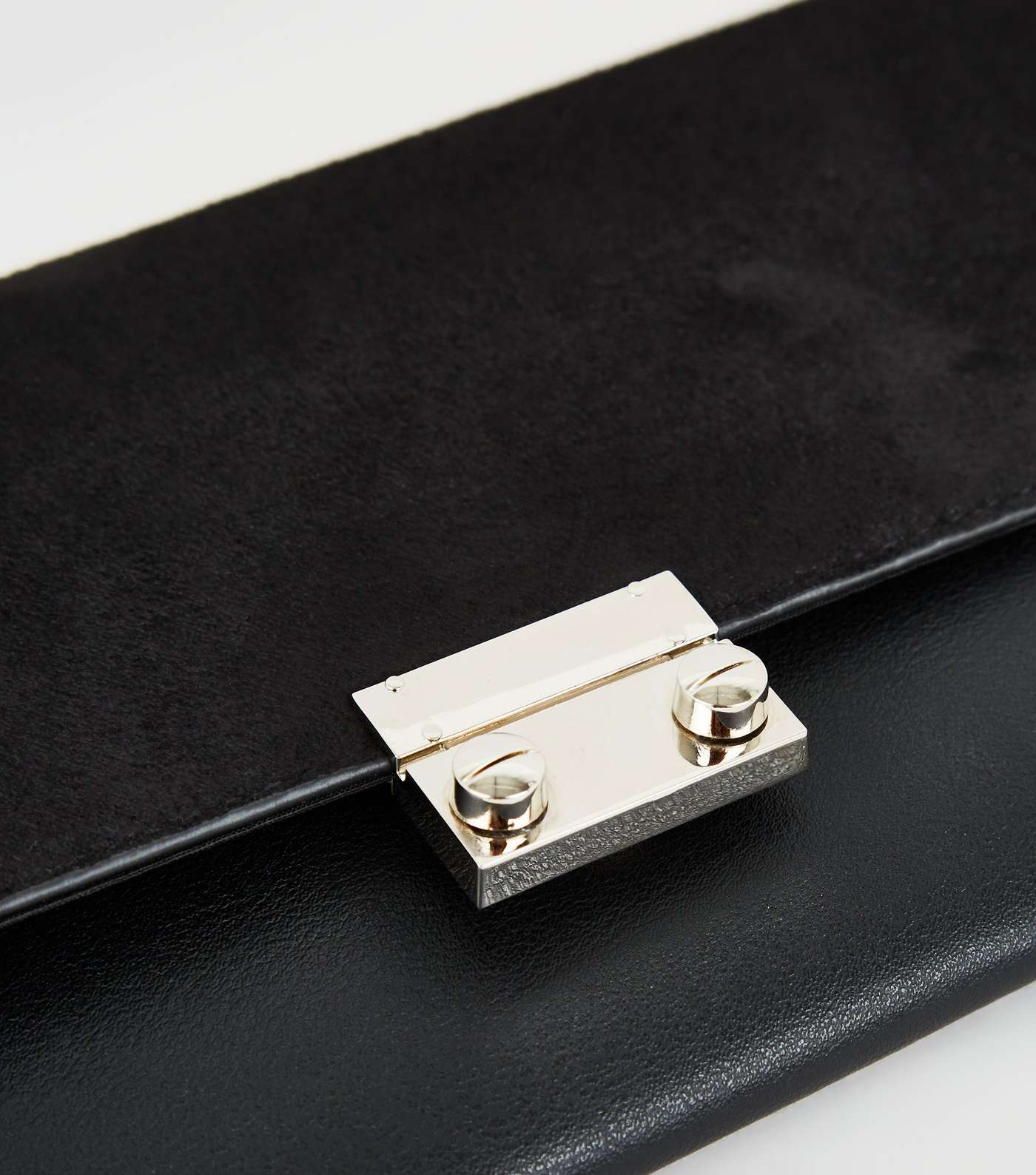 Black Leather-Look Suedette Clutch Bag Image 4