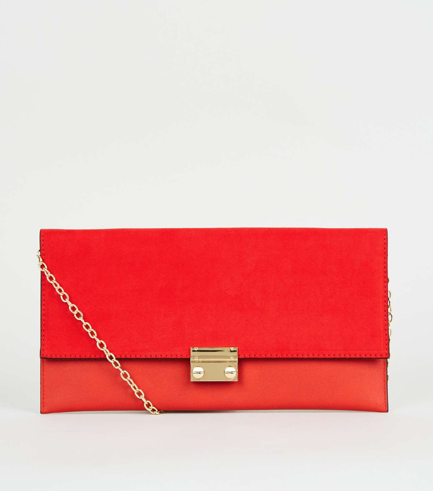 Red Leather-Look Suedette Clutch Bag
