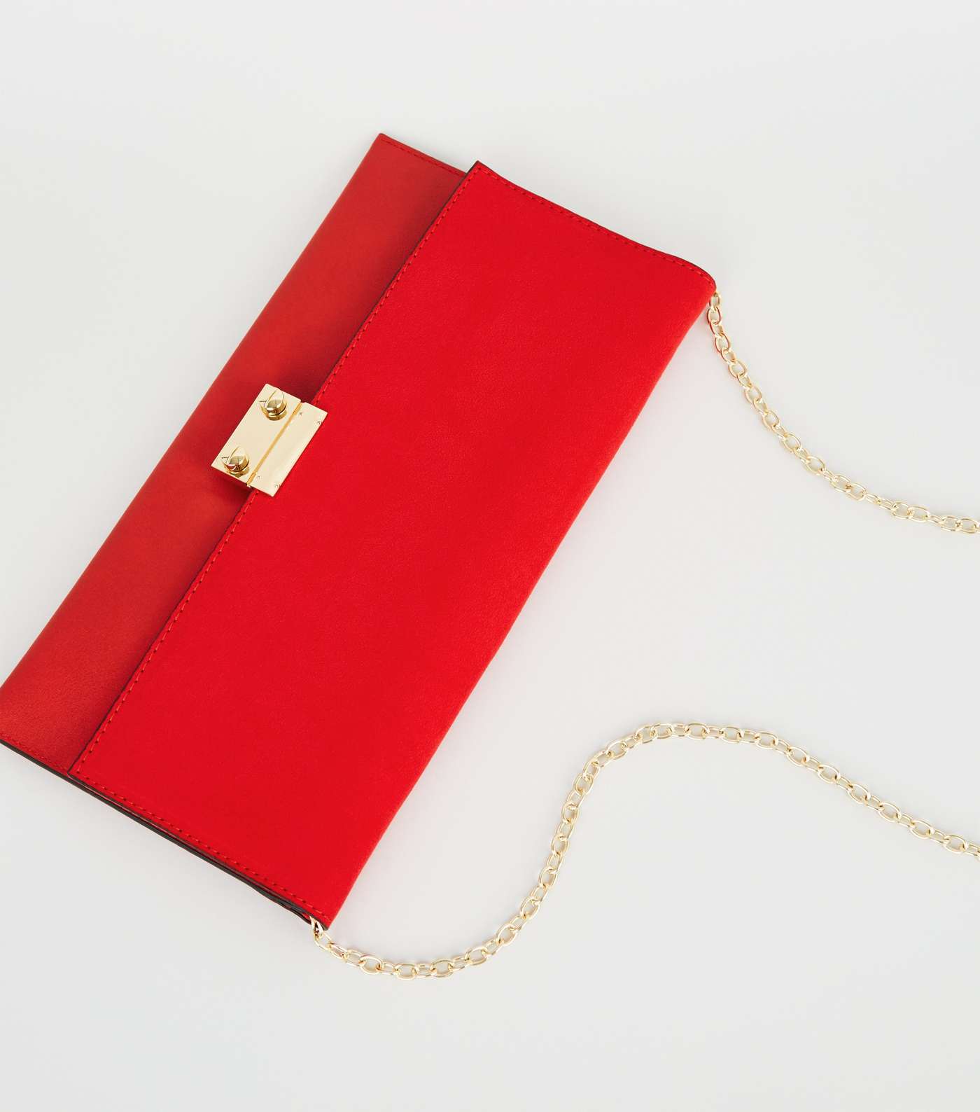 Red Leather-Look Suedette Clutch Bag Image 3