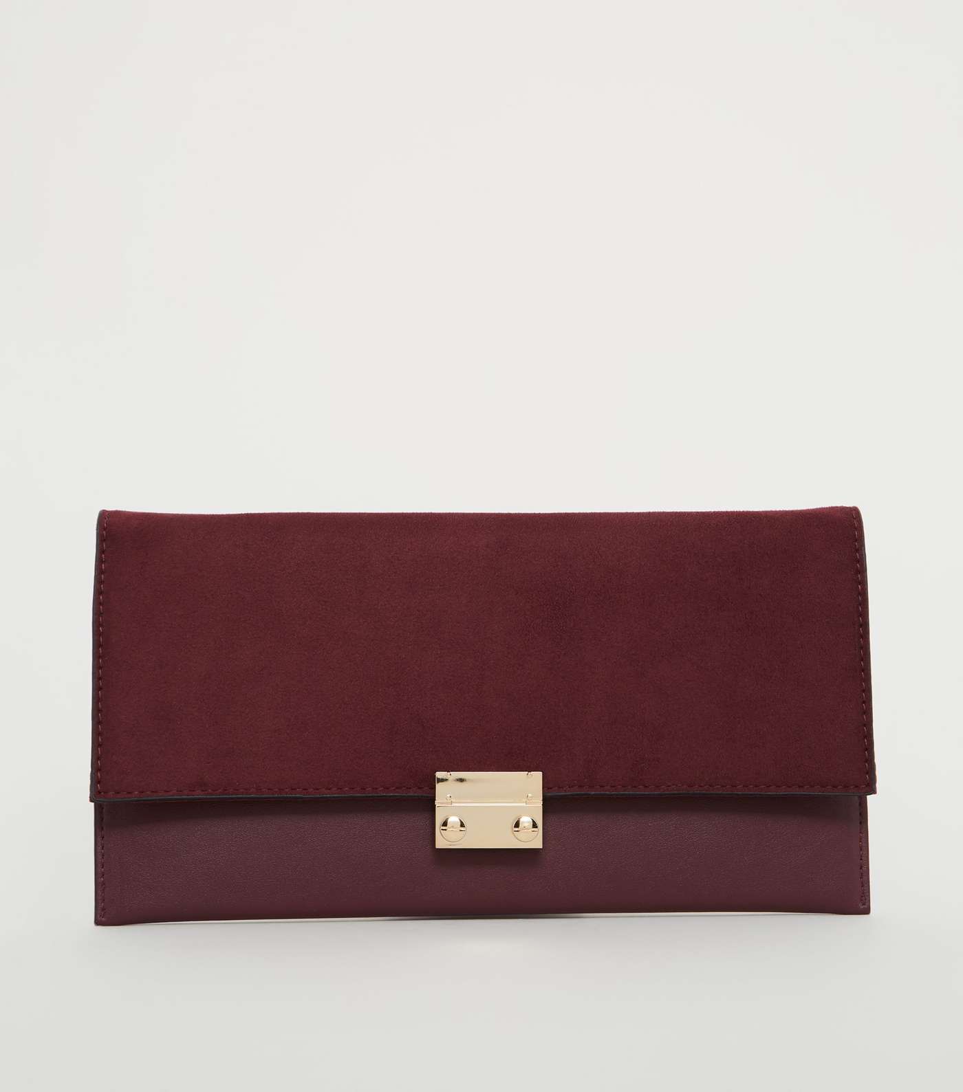 Burgundy Leather-Look Suedette Clutch Bag