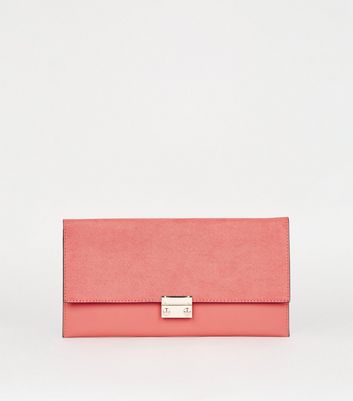 Coral Leather-Look Suedette Clutch Bag New Look Vegan shop for Coral Leather-Look Suedette Clutch Bag New Look Vegan at Shopo
