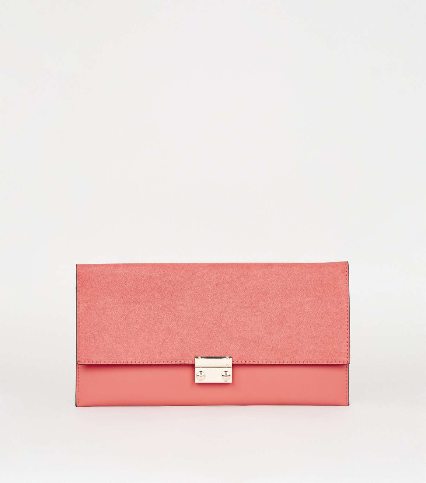 Coral Leather-Look Suedette Clutch Bag