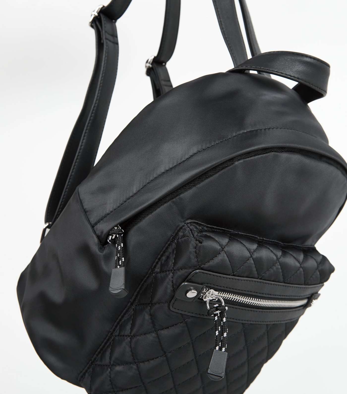 Black Quilted Pocket Mini Backpack Image 3