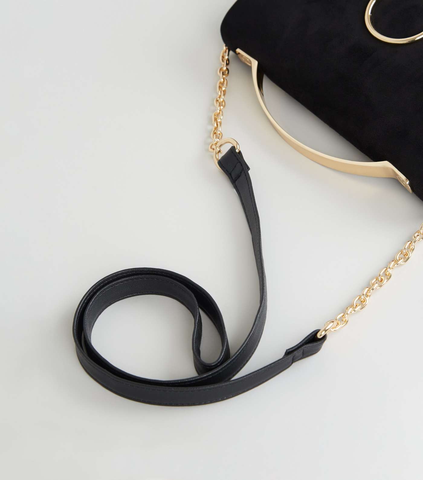 Black Suedette Foldover Shoulder Bag Image 4