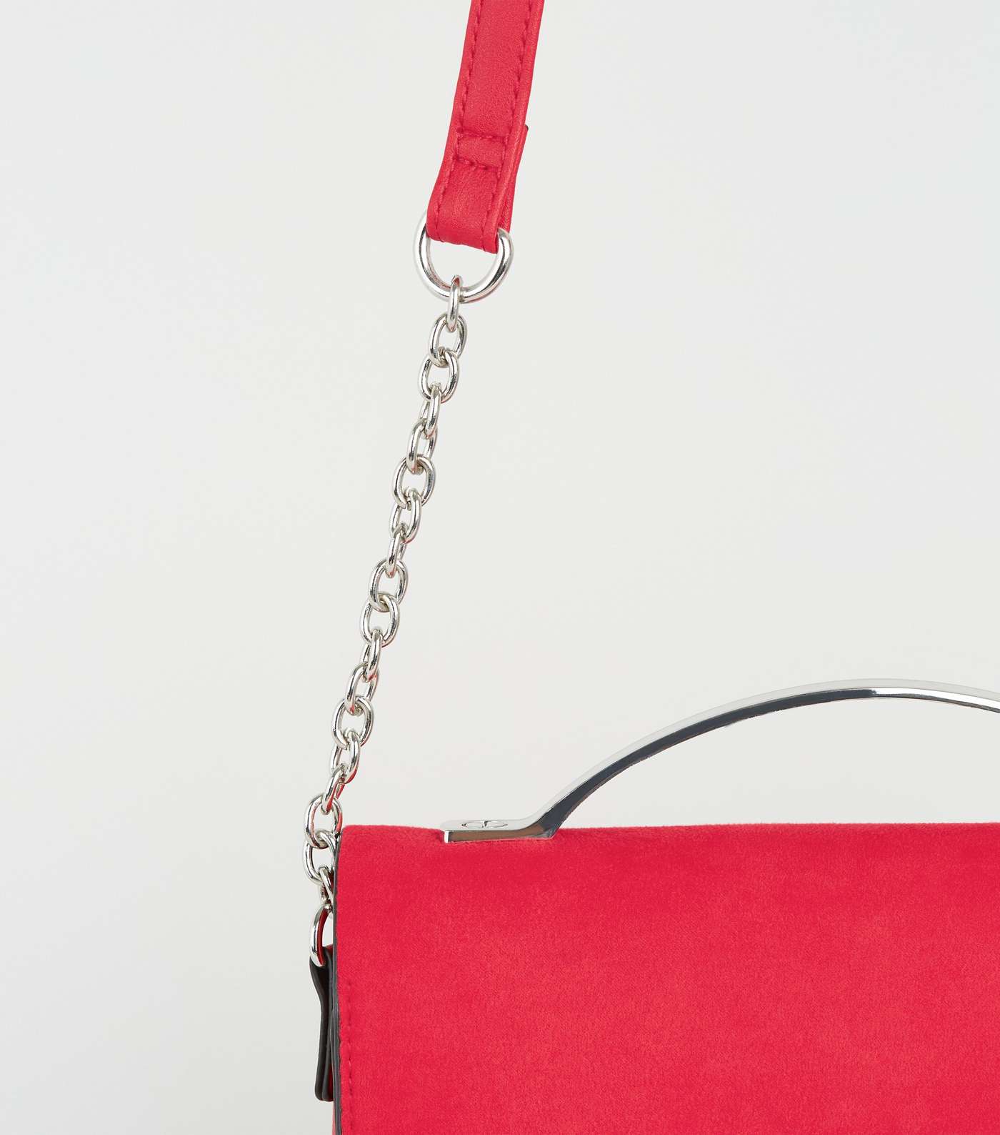 Red Suedette Foldover Shoulder Bag Image 3