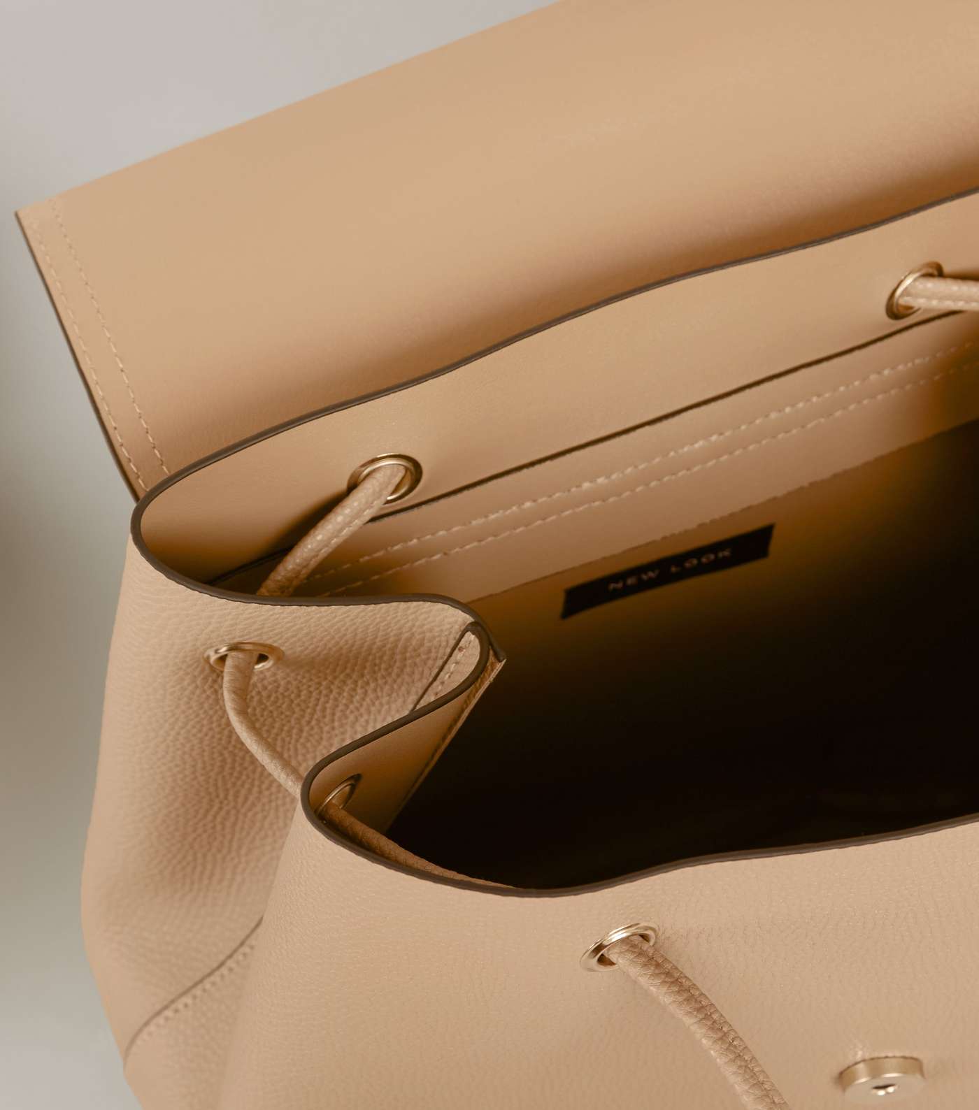 Camel Leather-Look Drawstring Backpack Image 3
