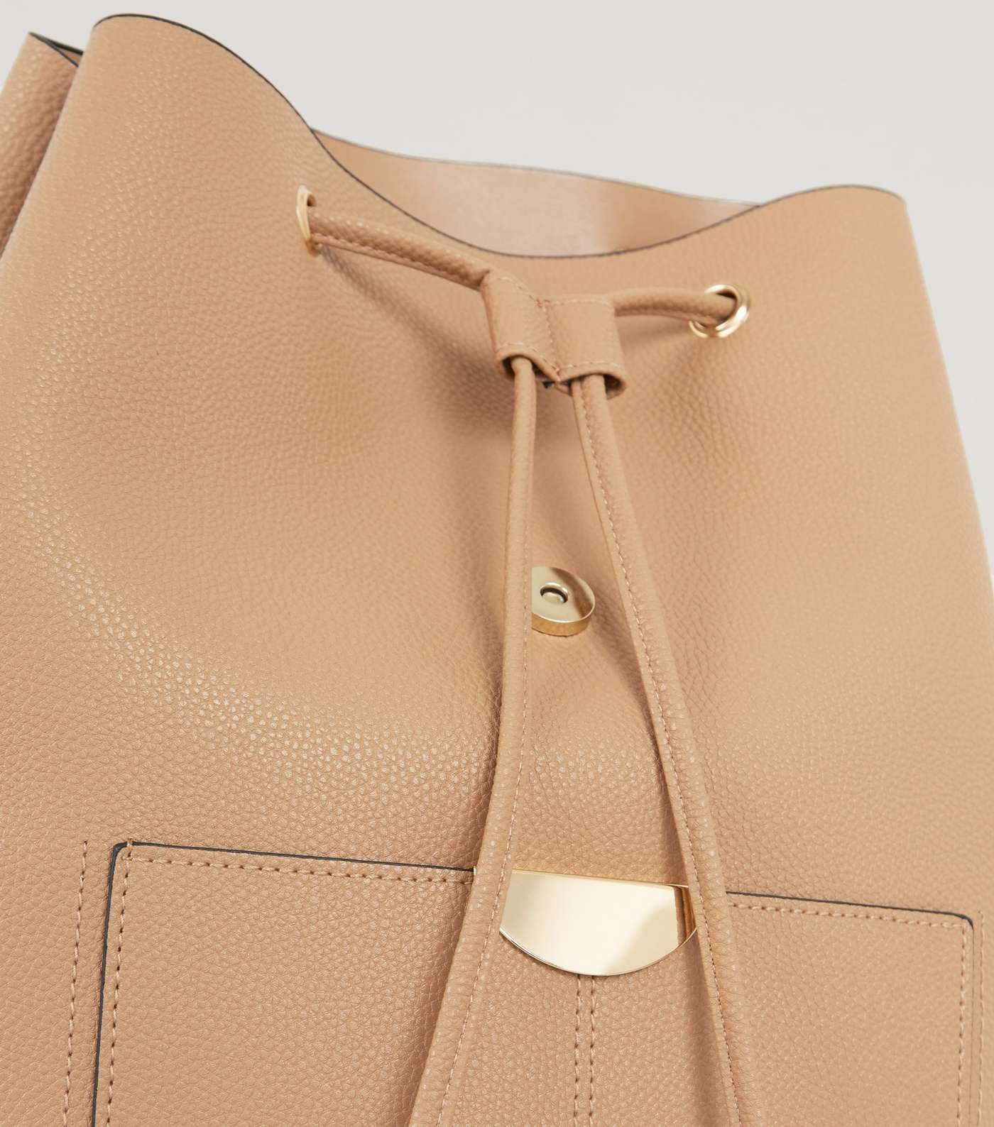 Camel Leather-Look Drawstring Backpack Image 4