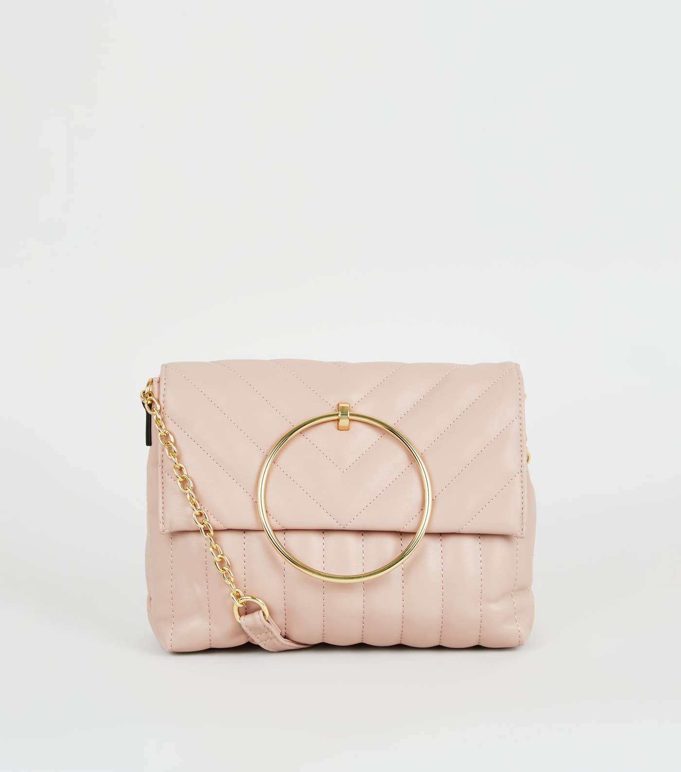Pale Pink Quilted Ring Handle Bag