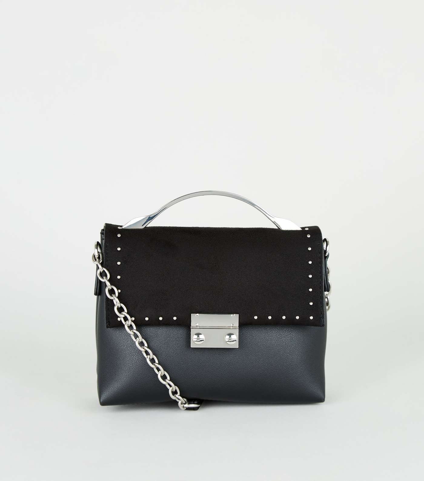 Black Leather-Look Studded Mini Shoulder Bag