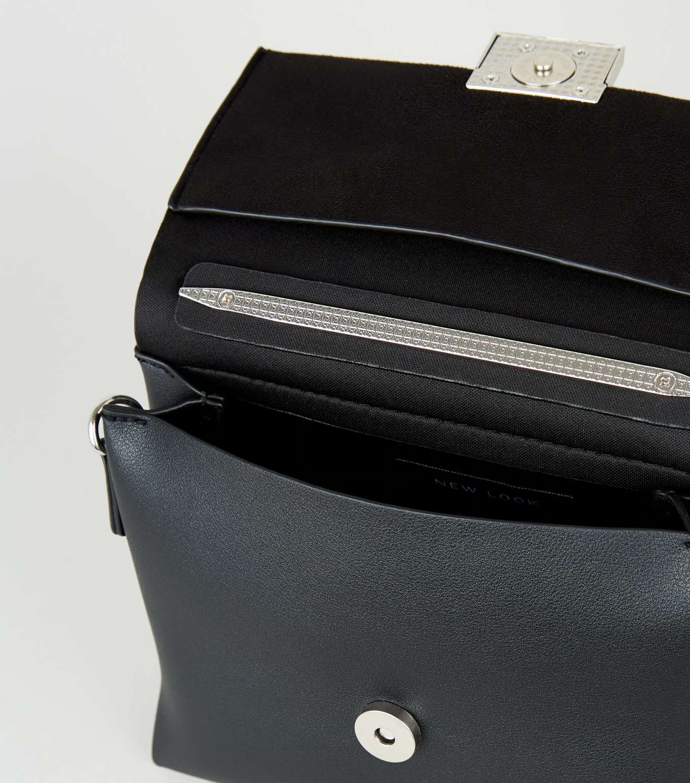 Black Leather-Look Studded Mini Shoulder Bag Image 3