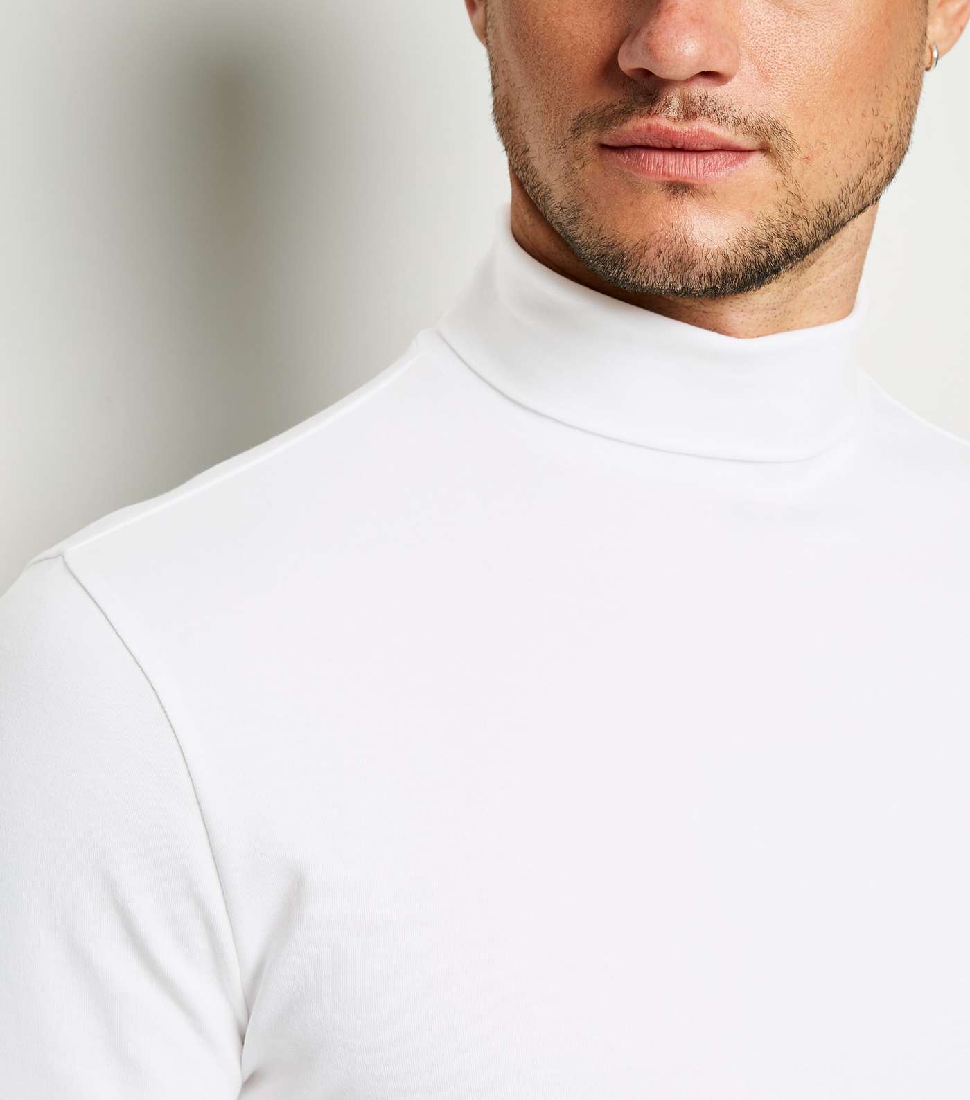 White Long Sleeve Roll Neck Top Image 2