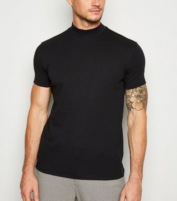 mens black turtleneck t shirt