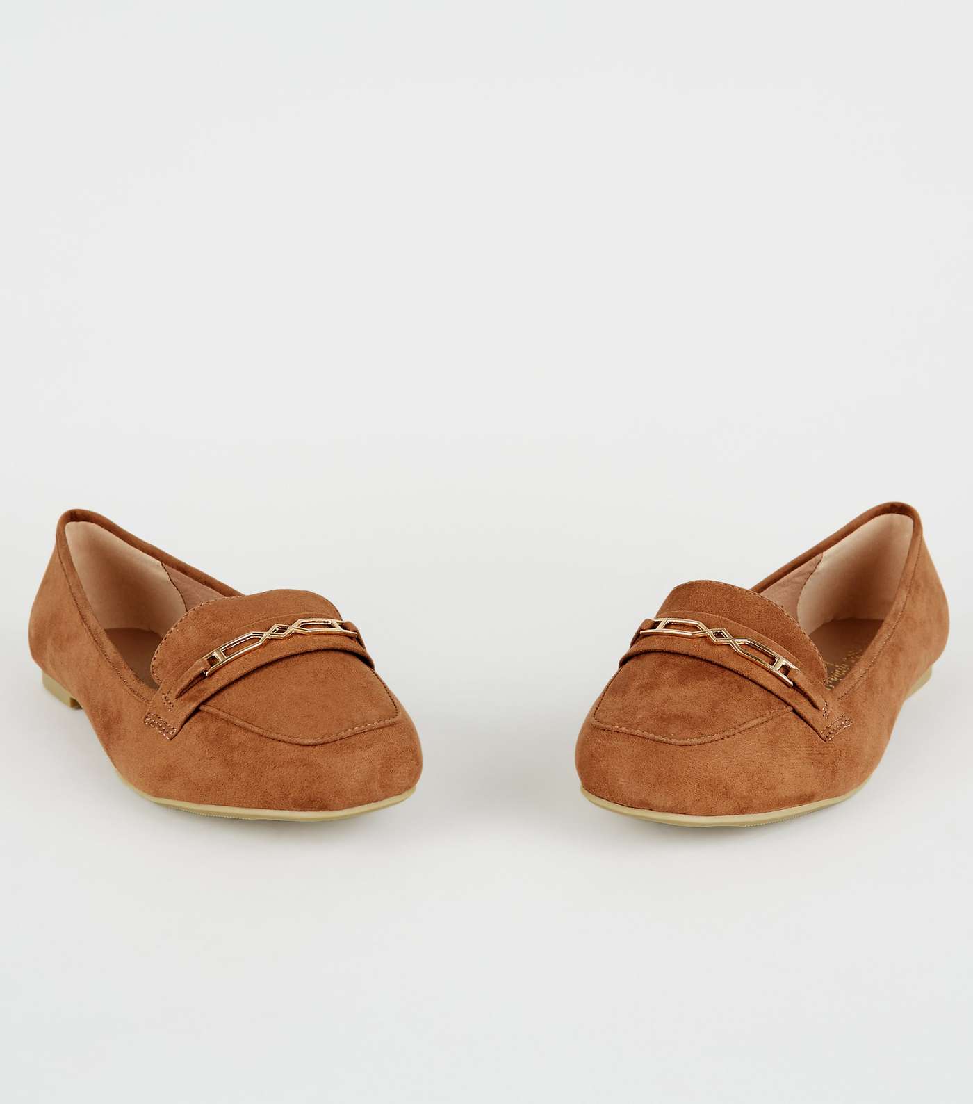 Wide Fit Tan Geometric Bar Loafers Image 4