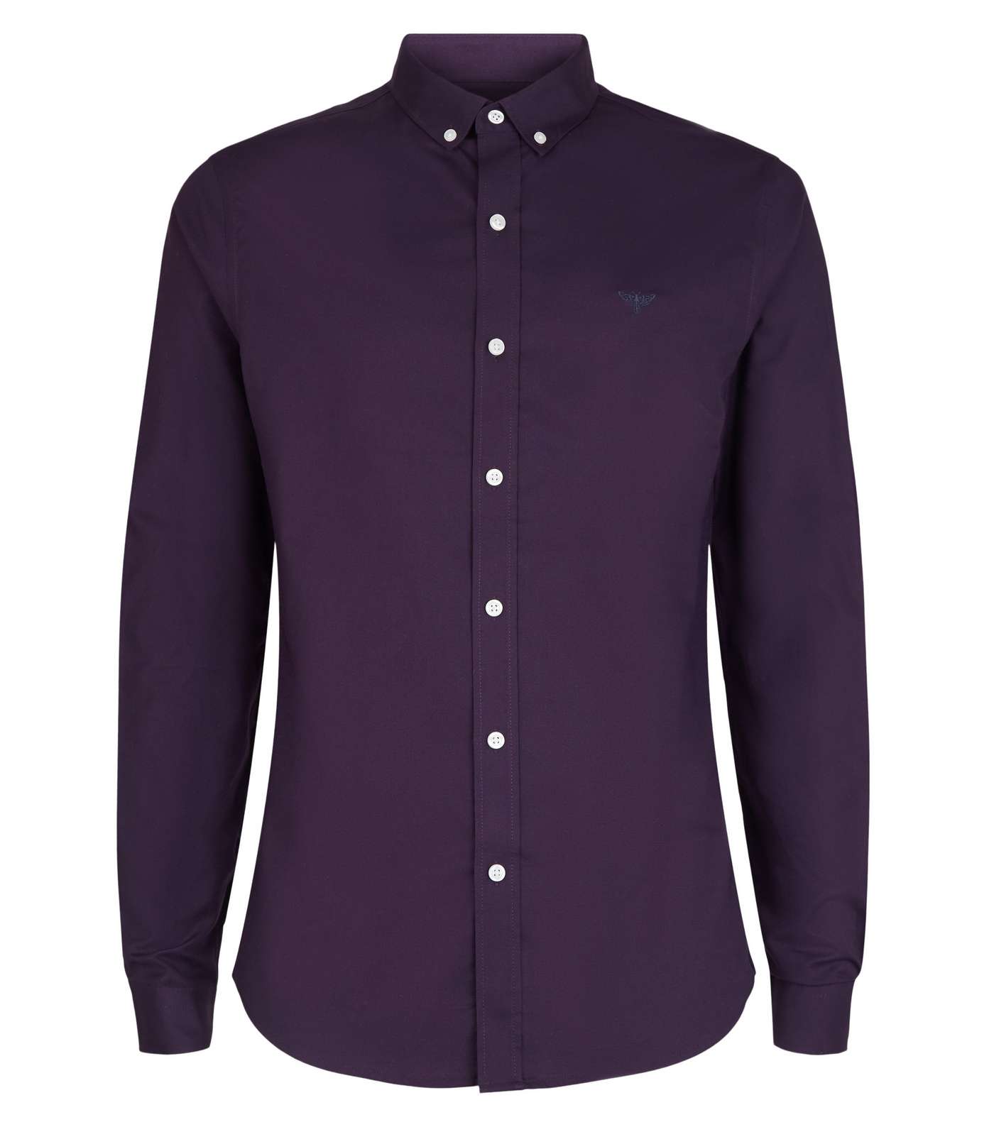 Dark Purple Bee Embroidered Muscle Fit Shirt Image 4