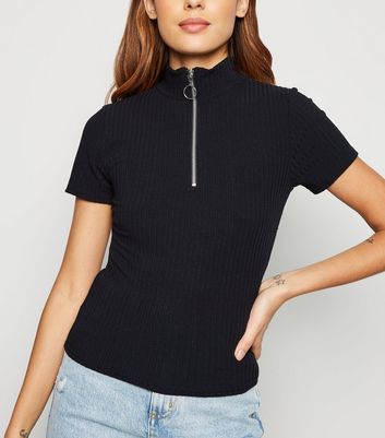 black zip up turtleneck