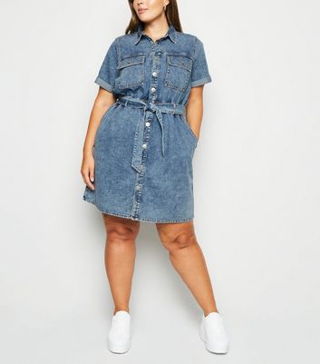 pale blue denim dress