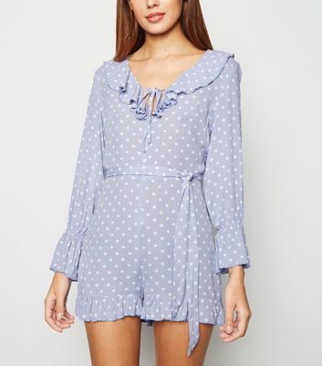 blue polka dot playsuit