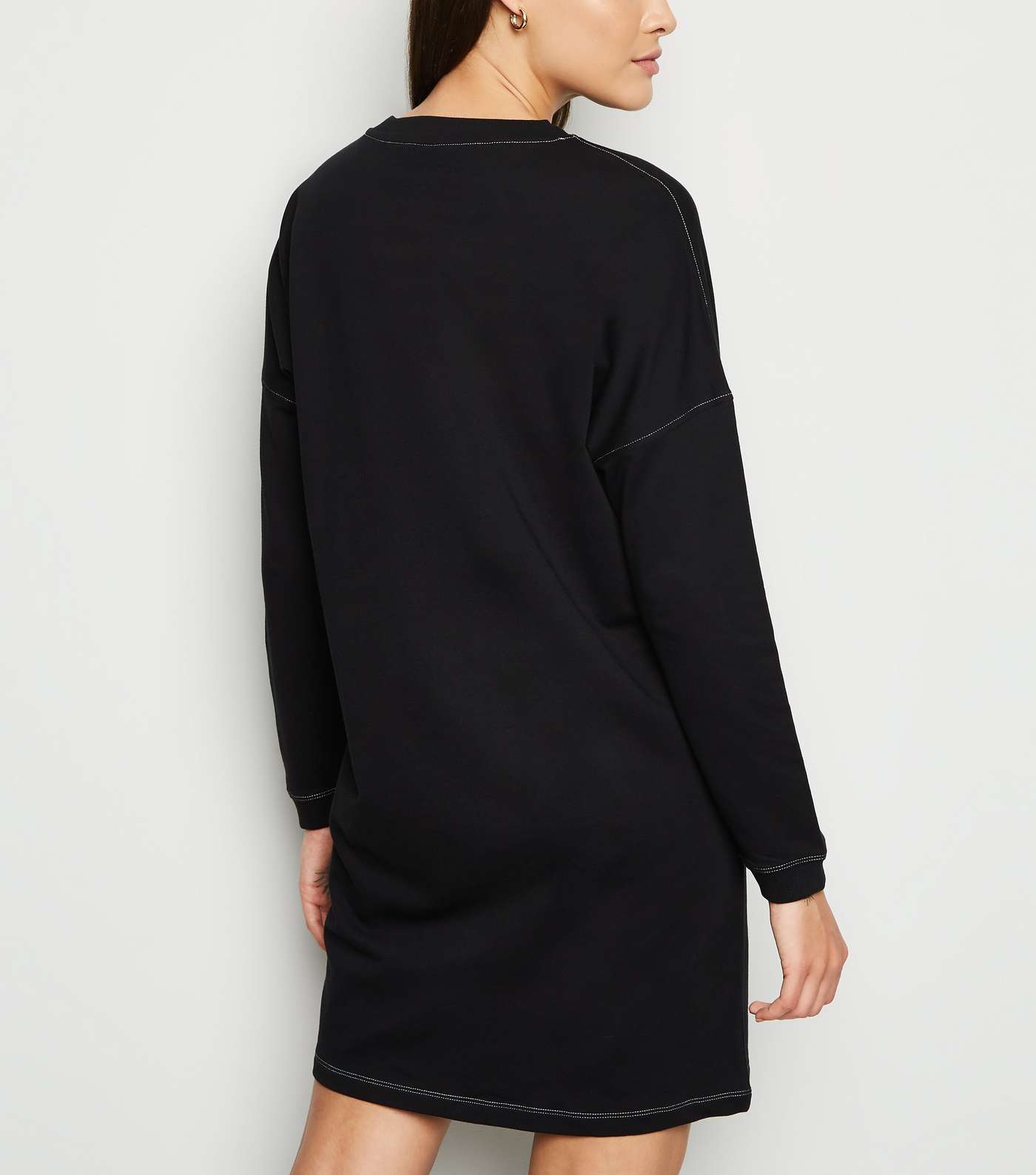 Noisy May Black Contrast Stitch Sweatshirt Dress Image 5