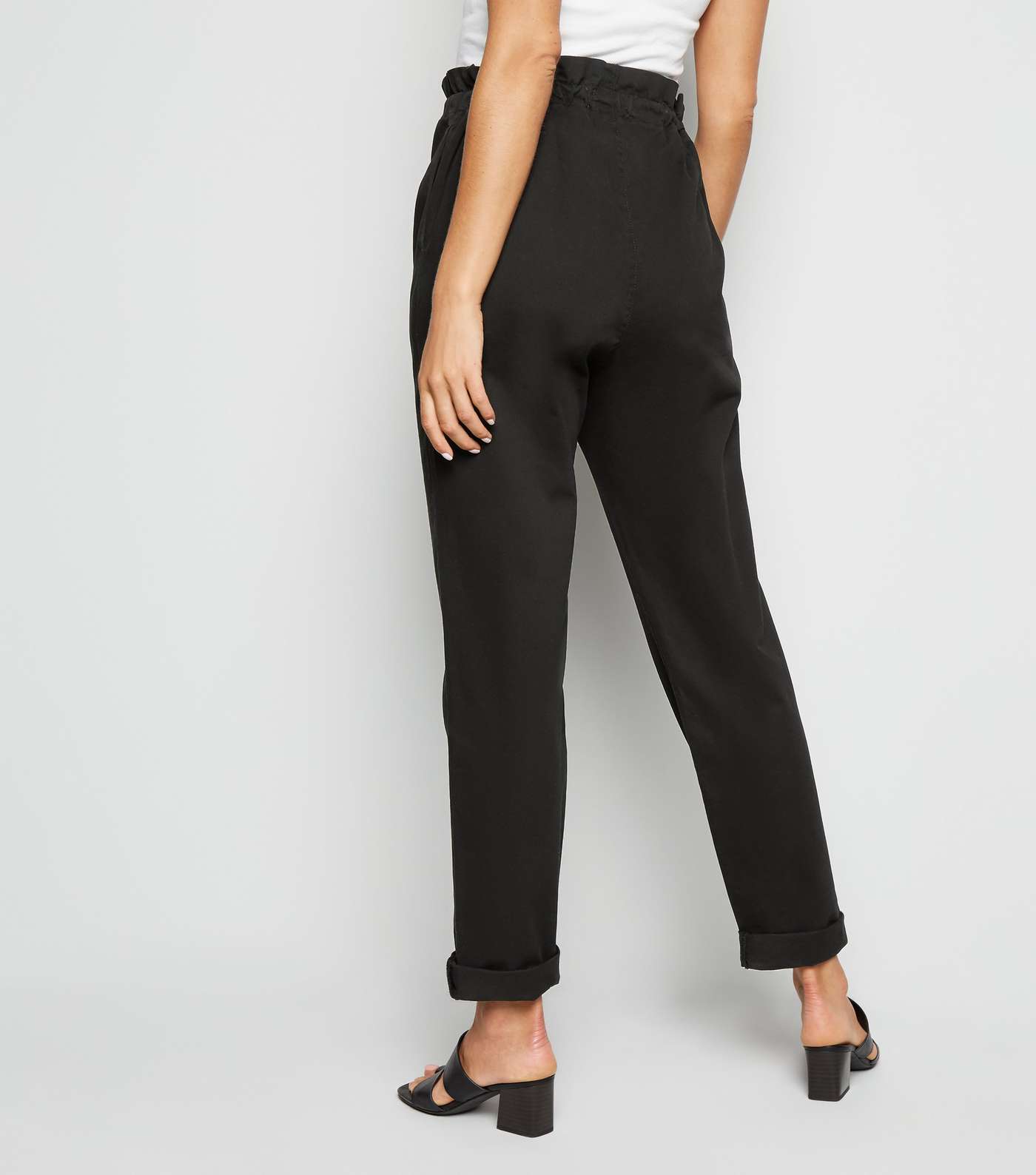Black Button Front High Waist Trousers Image 3