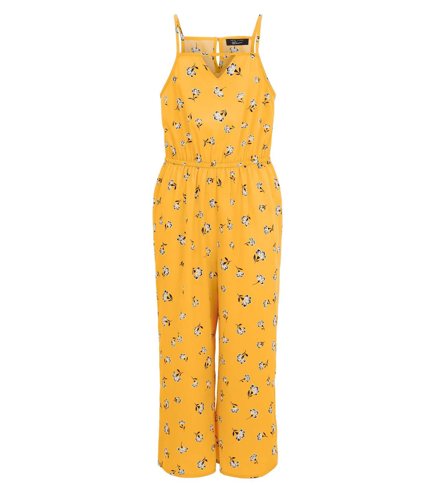 Girls Yellow Floral Keyhole Jumpsuit Image 4