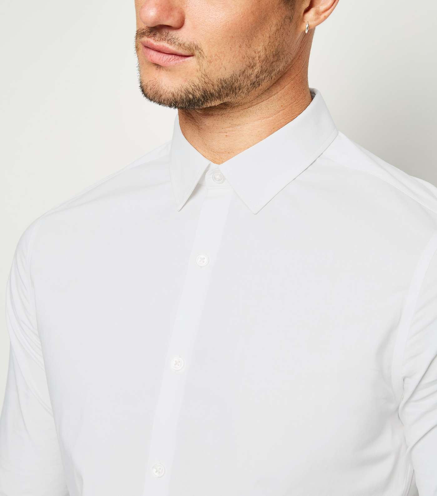 White Long Sleeve Muscle Fit Shirt Image 2