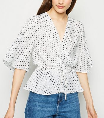 spotty wrap blouse