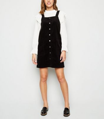 Black corduroy pinafore 2024 dress new look