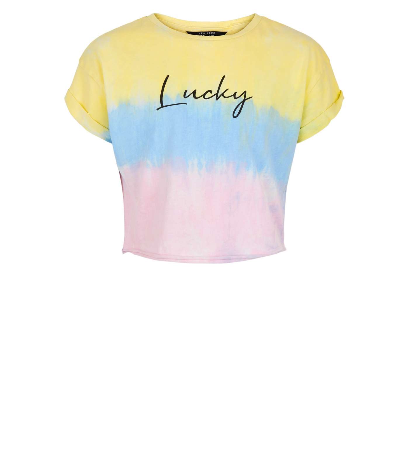 Girls Multicoloured Tie Dye Lucky Slogan T-Shirt Image 4