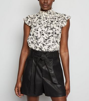 Tall Black Leather-Look High Waist 