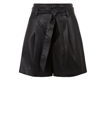 new look leather shorts