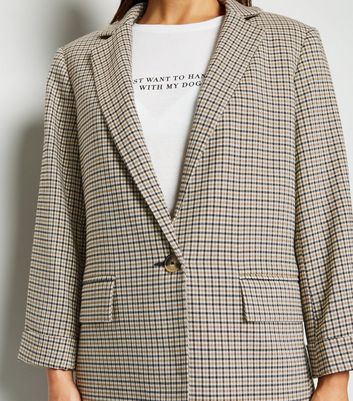 petite checked blazer