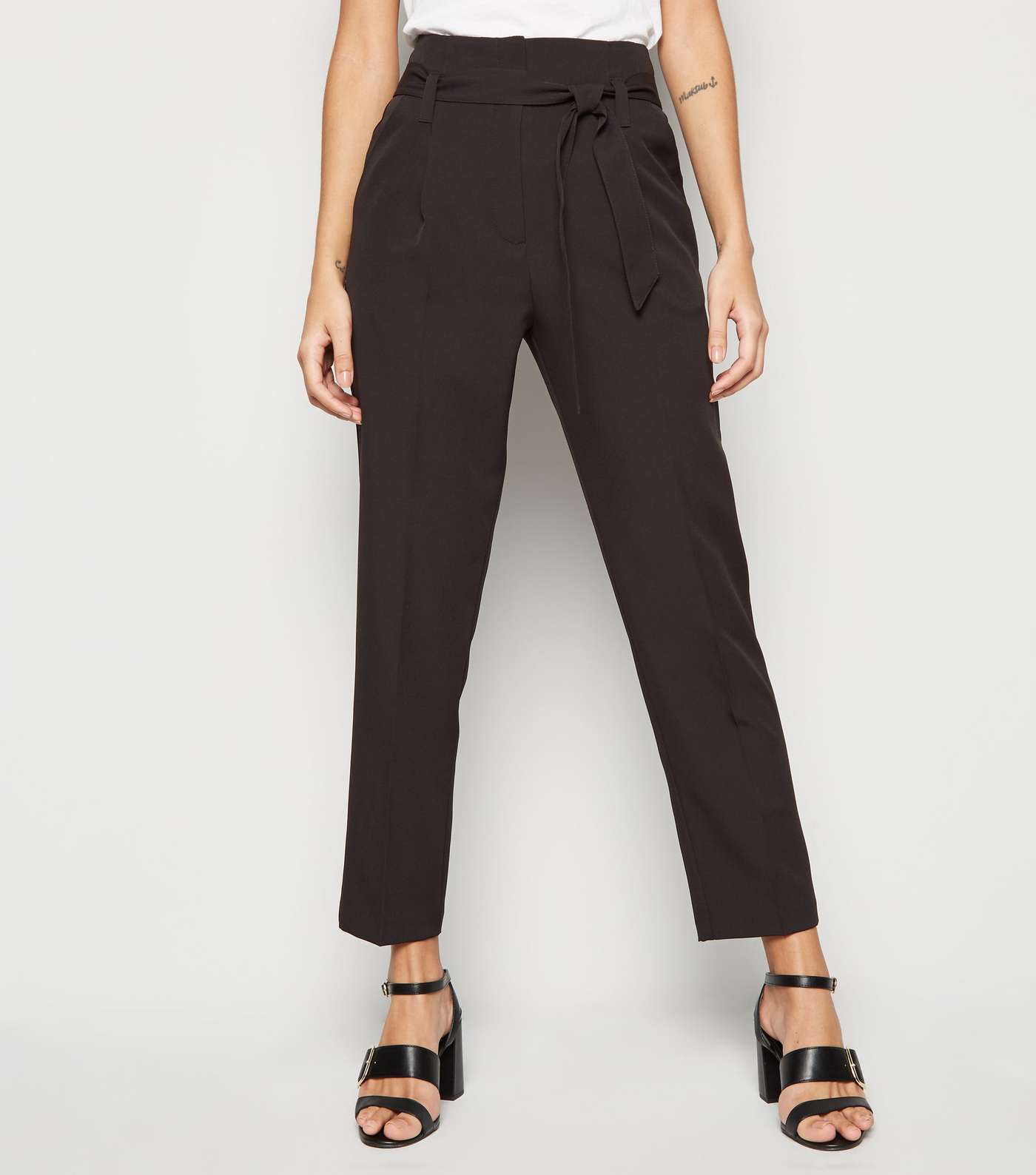 Black Belted High Waist Trousers Image 2