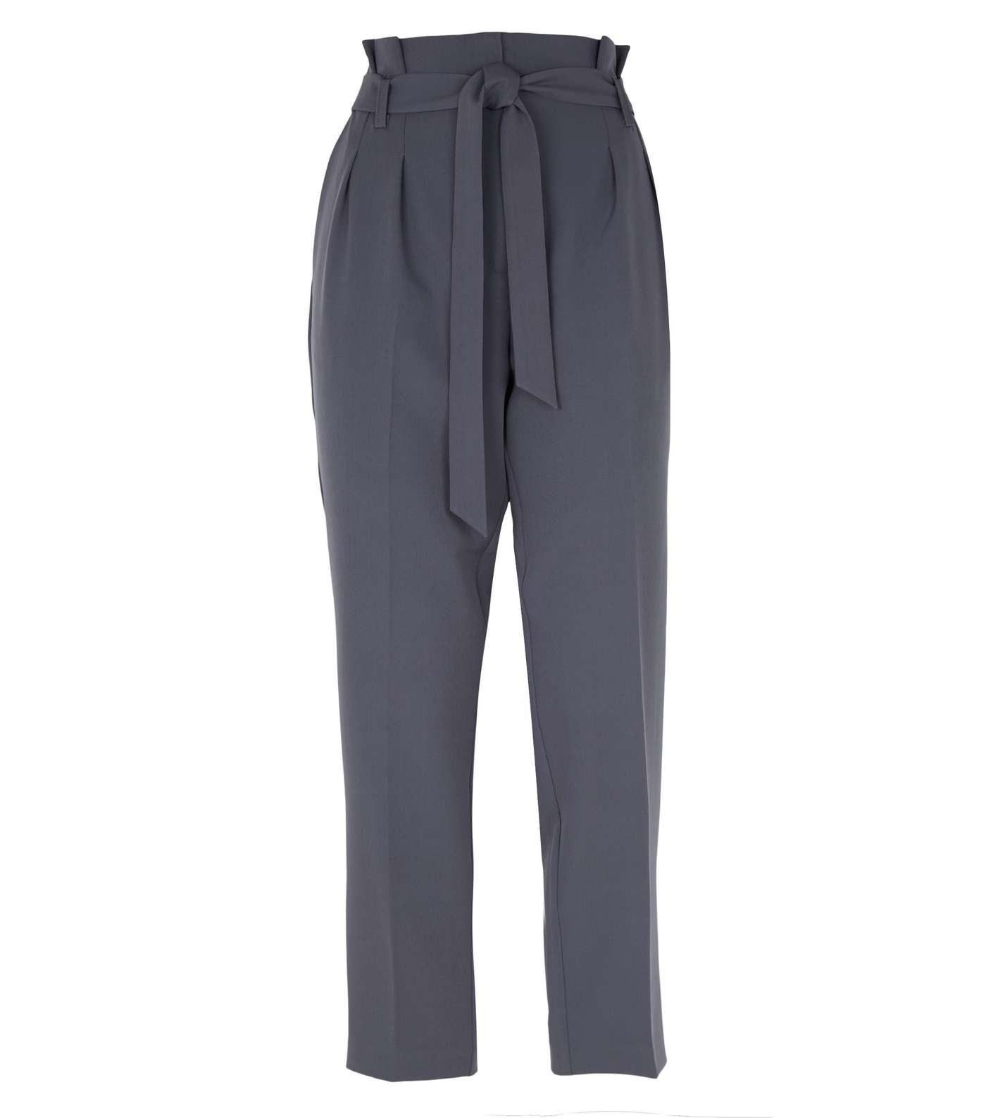Dark Grey Belted High Waist Trousers Image 4