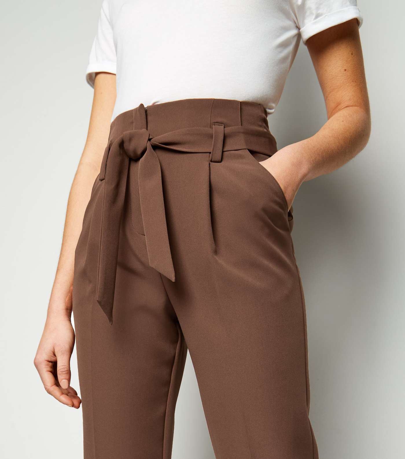 Brown Belted High Waist Trousers Image 5