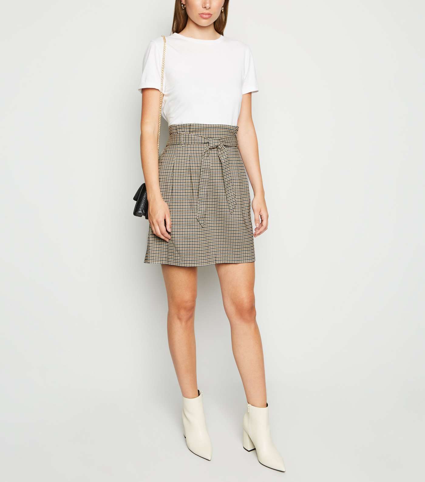 Tall Black Check High Waist Mini Skirt