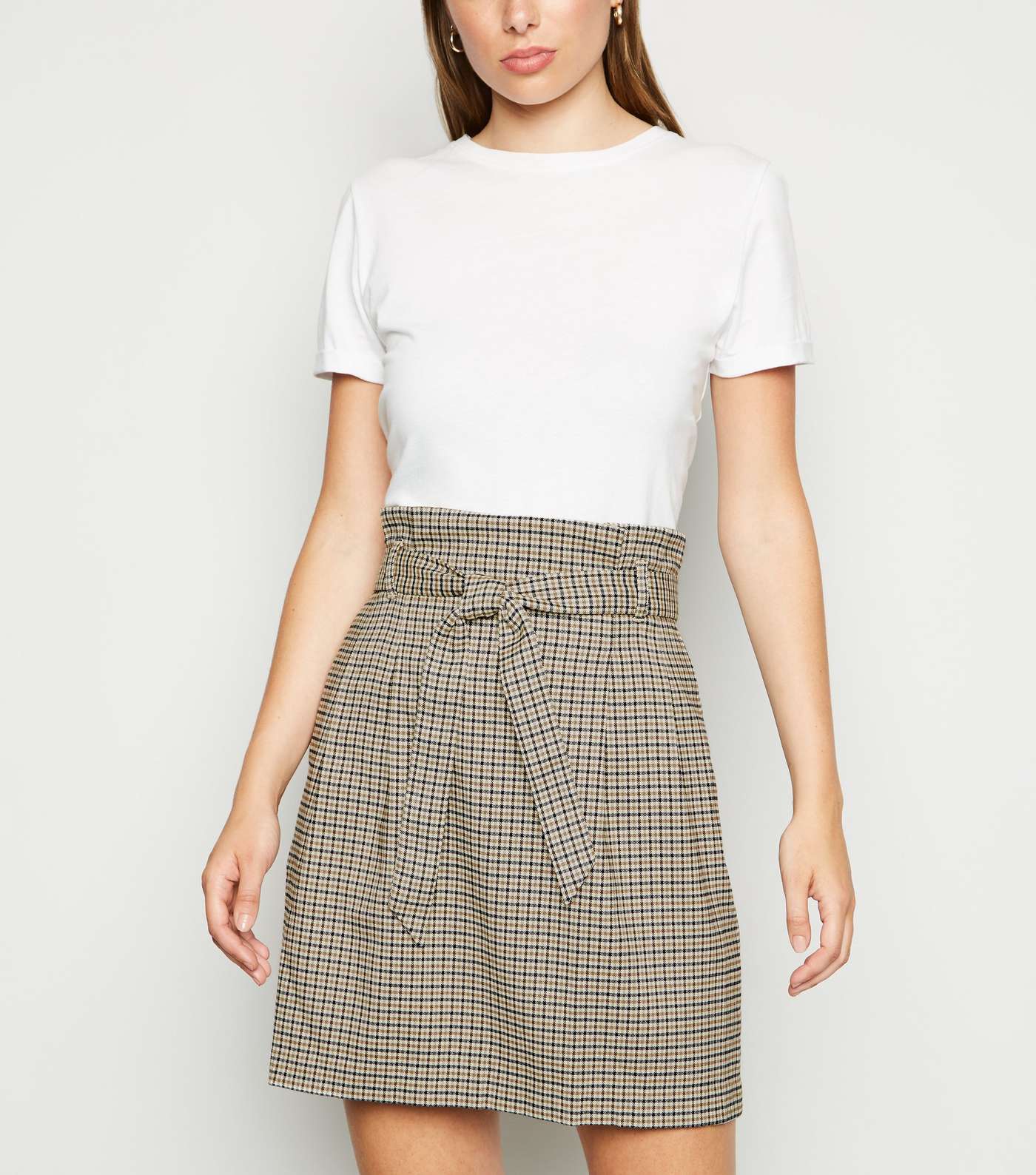 Tall Black Check High Waist Mini Skirt Image 3